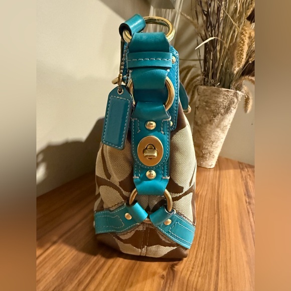 Coach 2007 Brown and Turquoise Y2K Signature Shoulder Bag M0726-11897 - Picture 13 of 13